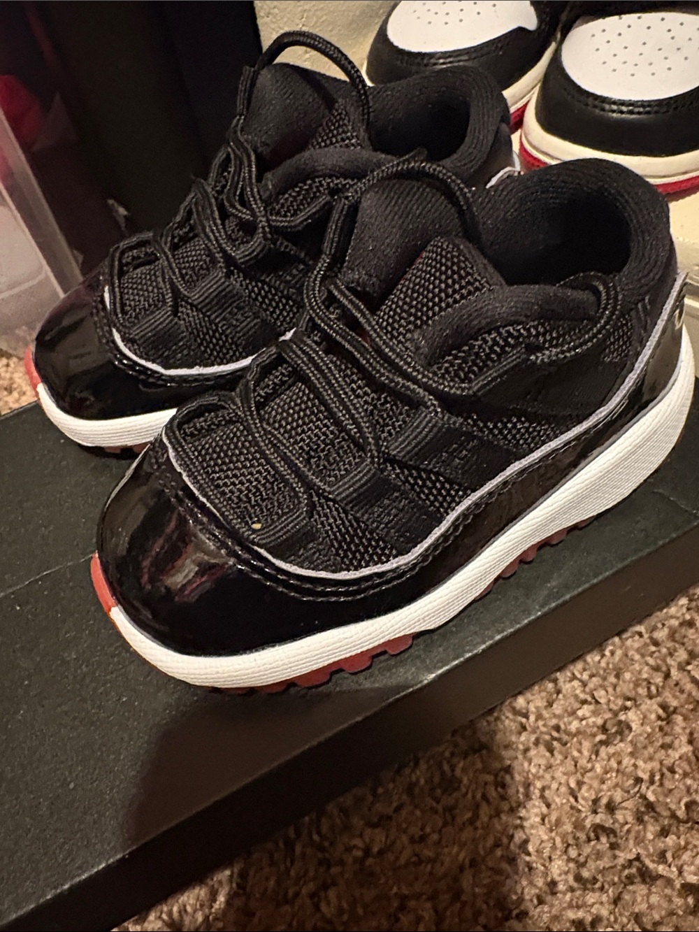 Kids Black and White Athletic Sneakers - Low Top Lace-Up